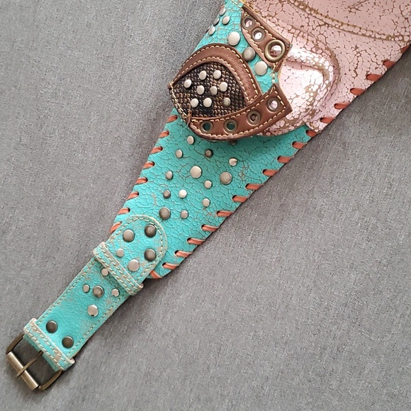 Hand Painted Genuine Leather Utility Festival Belt - Picture 4 of 15